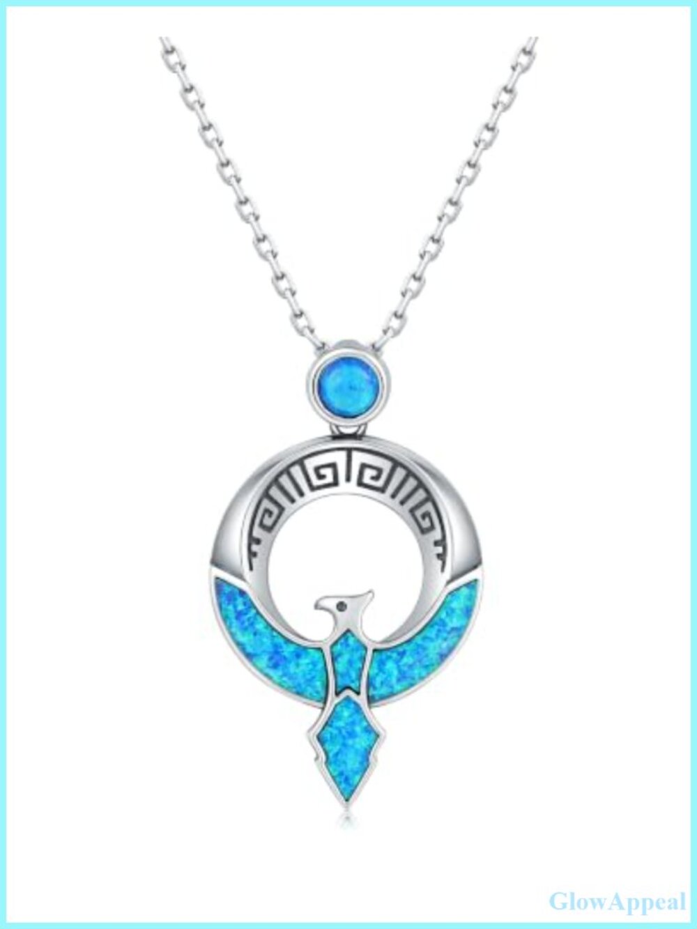 925 Sterling Silver Thunderbird Opal Pendant Necklace 18+2 Adjustable